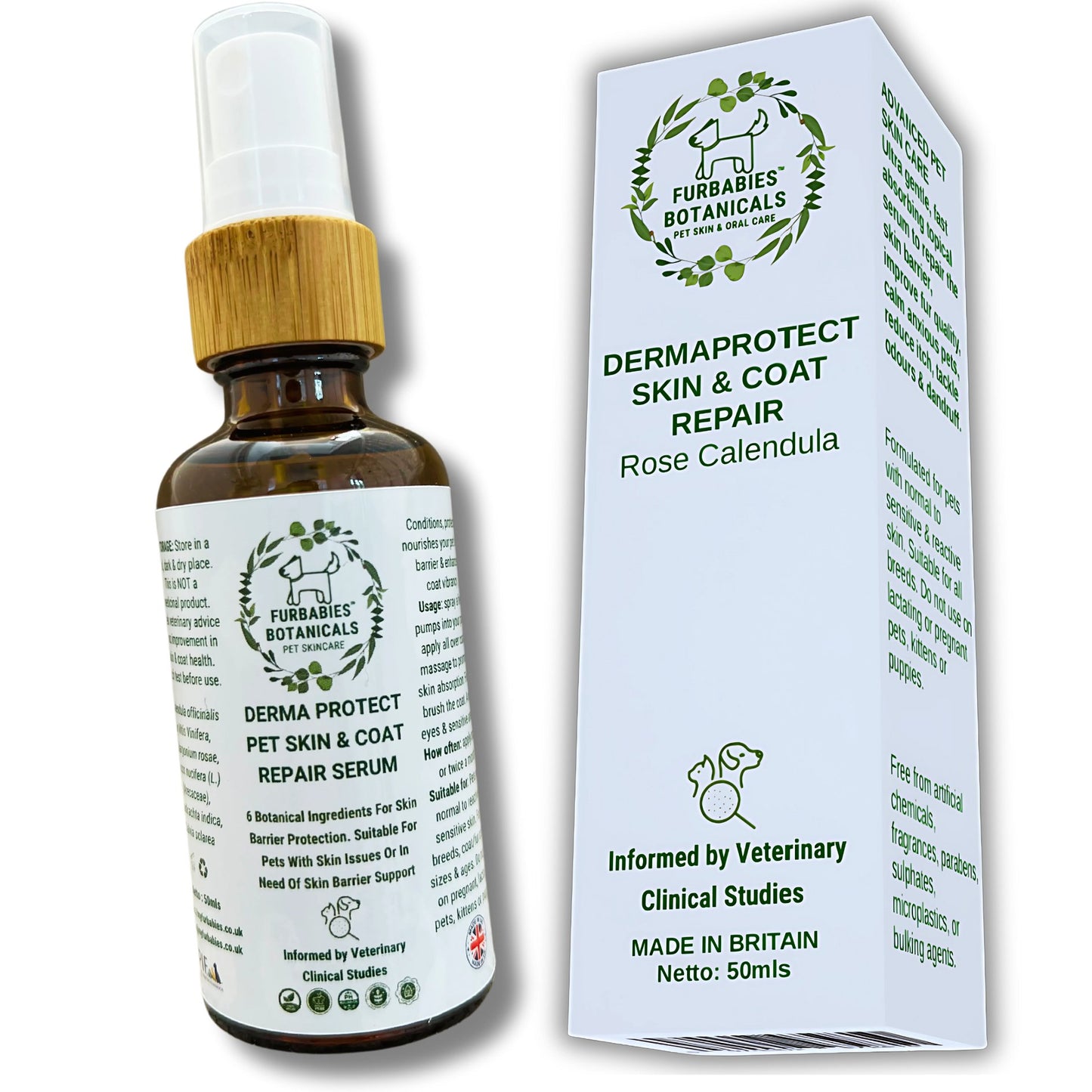 ROSE CALENDULA DERMAPROTECT SKIN REPAIR SERUM FOR ITCHY OR SMELLY CATS & DOGS (50ml) - VETERINARY RESEARCH INFORMED PET SKIN & ORAL CARE